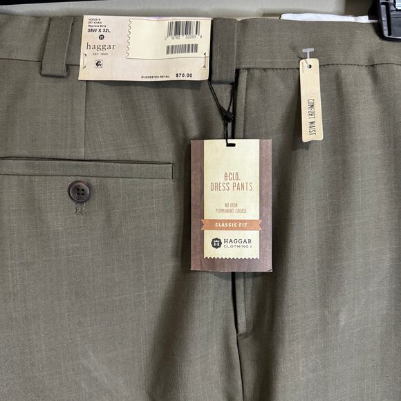 NWT Haggar Classic Fit Men Khaki Slacks 38W x 32L Gray - Picture 3 of 7